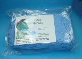 c blue gloves